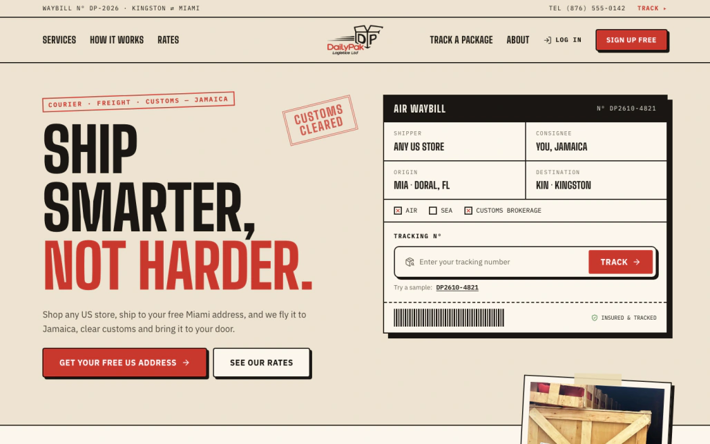 The Waybill home page preview